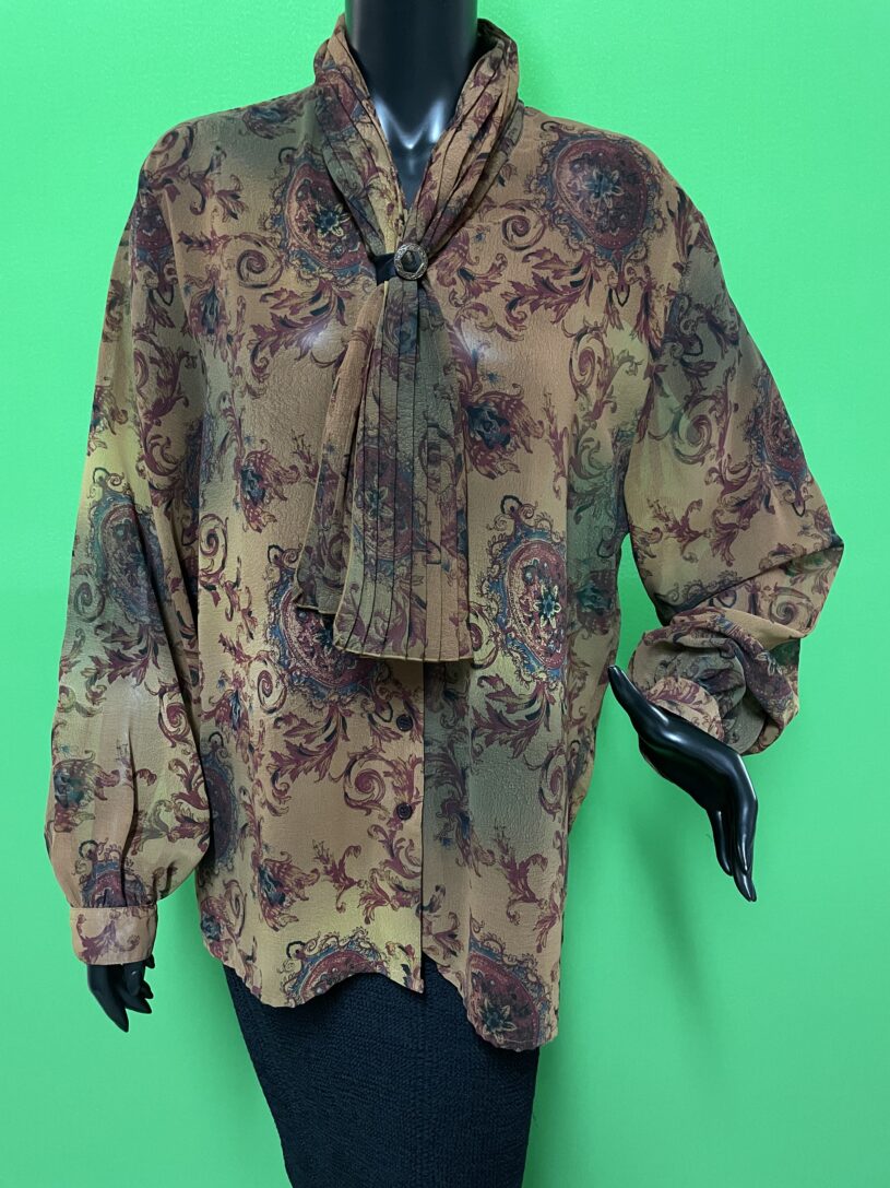Brusa  màniga llarga de gasa estampada